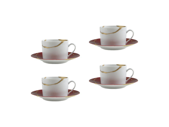 Bernardaud - Kintsugi Rouge Empereur Tea Cup and Saucer